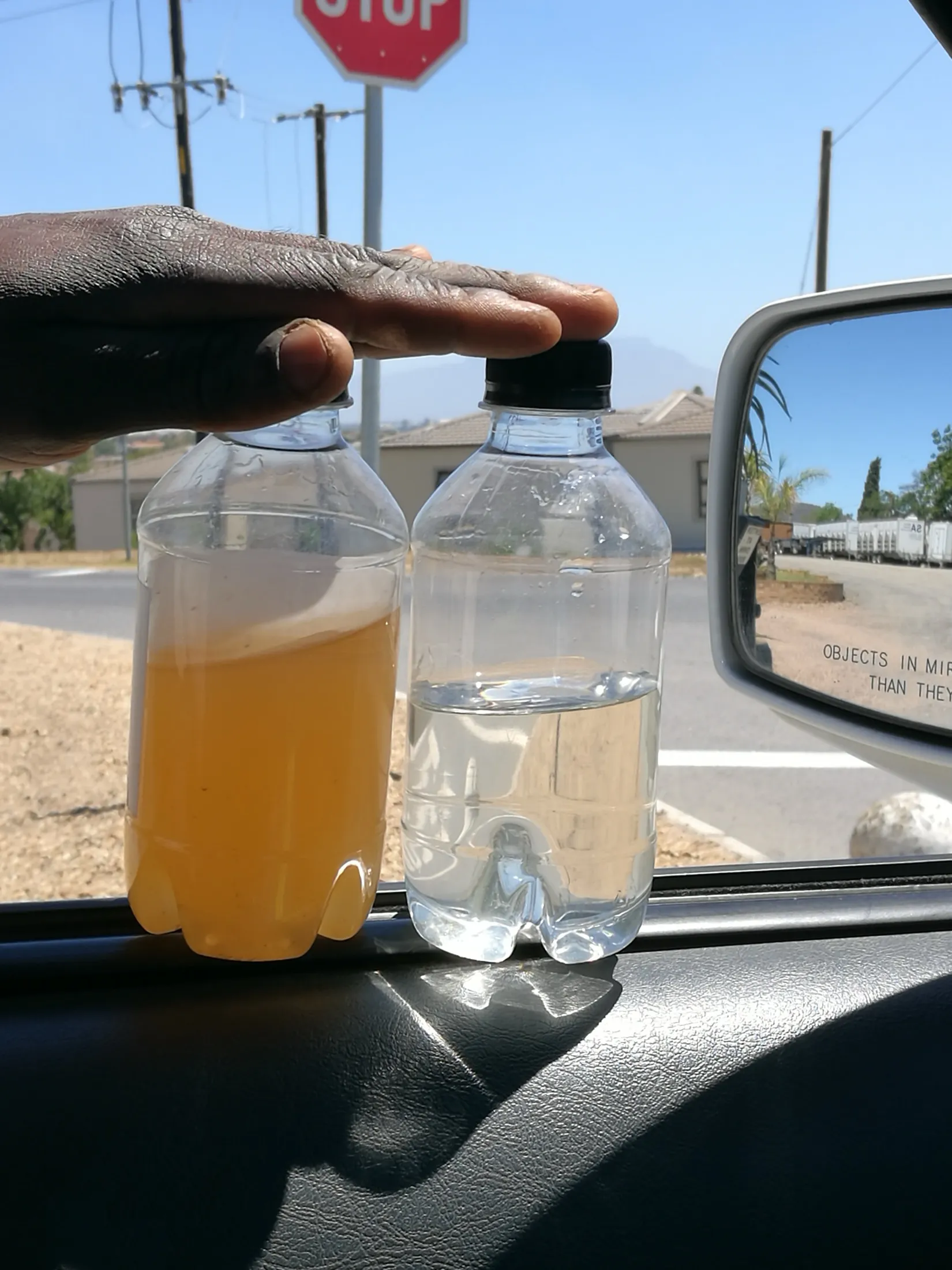 Iron-loaded groundwater, and the same supply conditioned.